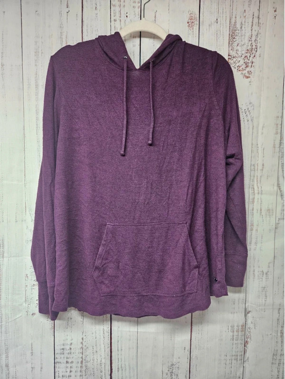 Ideology Women's Purple Hooded Pullover Hoodie Kangaroo Pocket Plus Size 1X